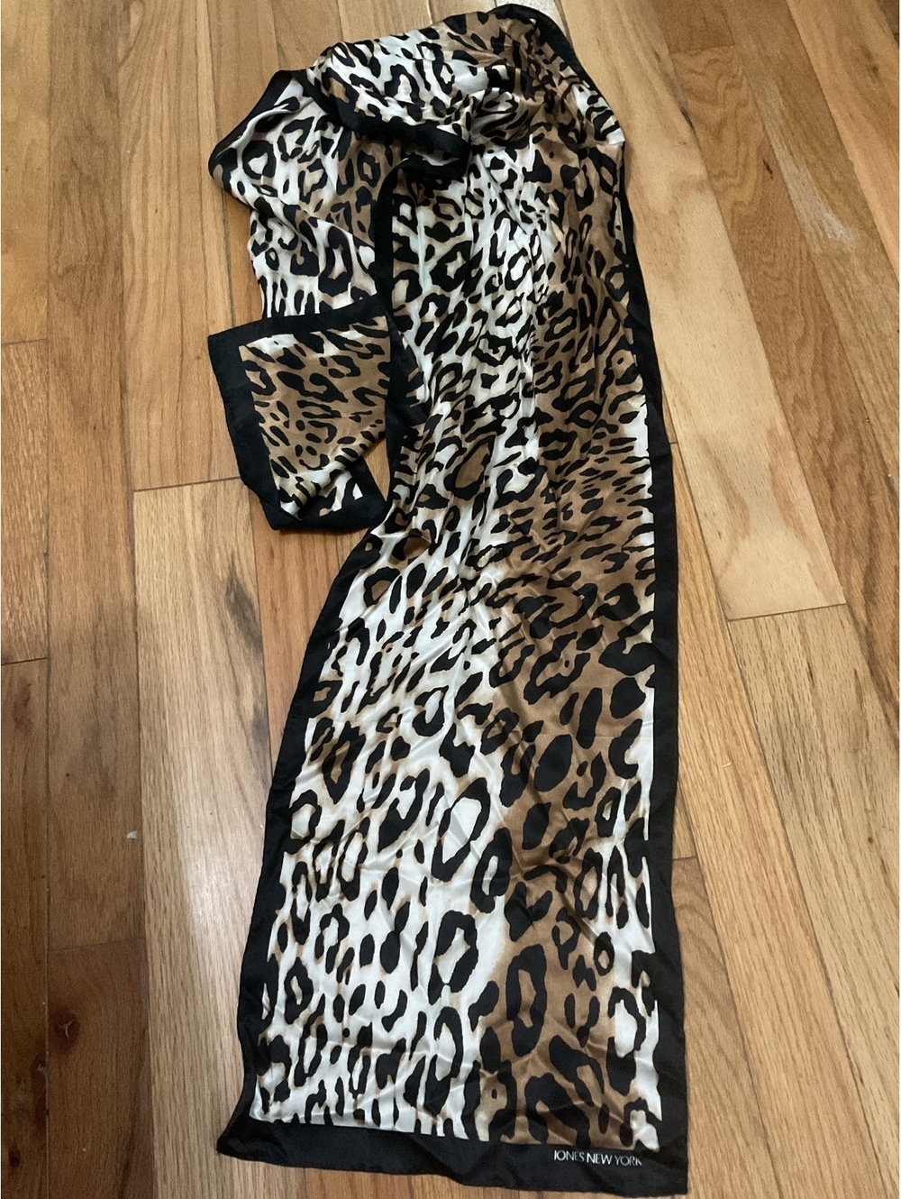 Jones New York Leopard Print Scarf with Black Border